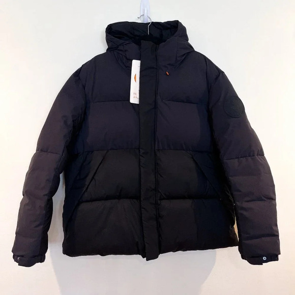 Save the Duck Plumtech Calvin Vegan Black Hooded Outdoor Winter Puffer Coat XL - Picture 2 of 15